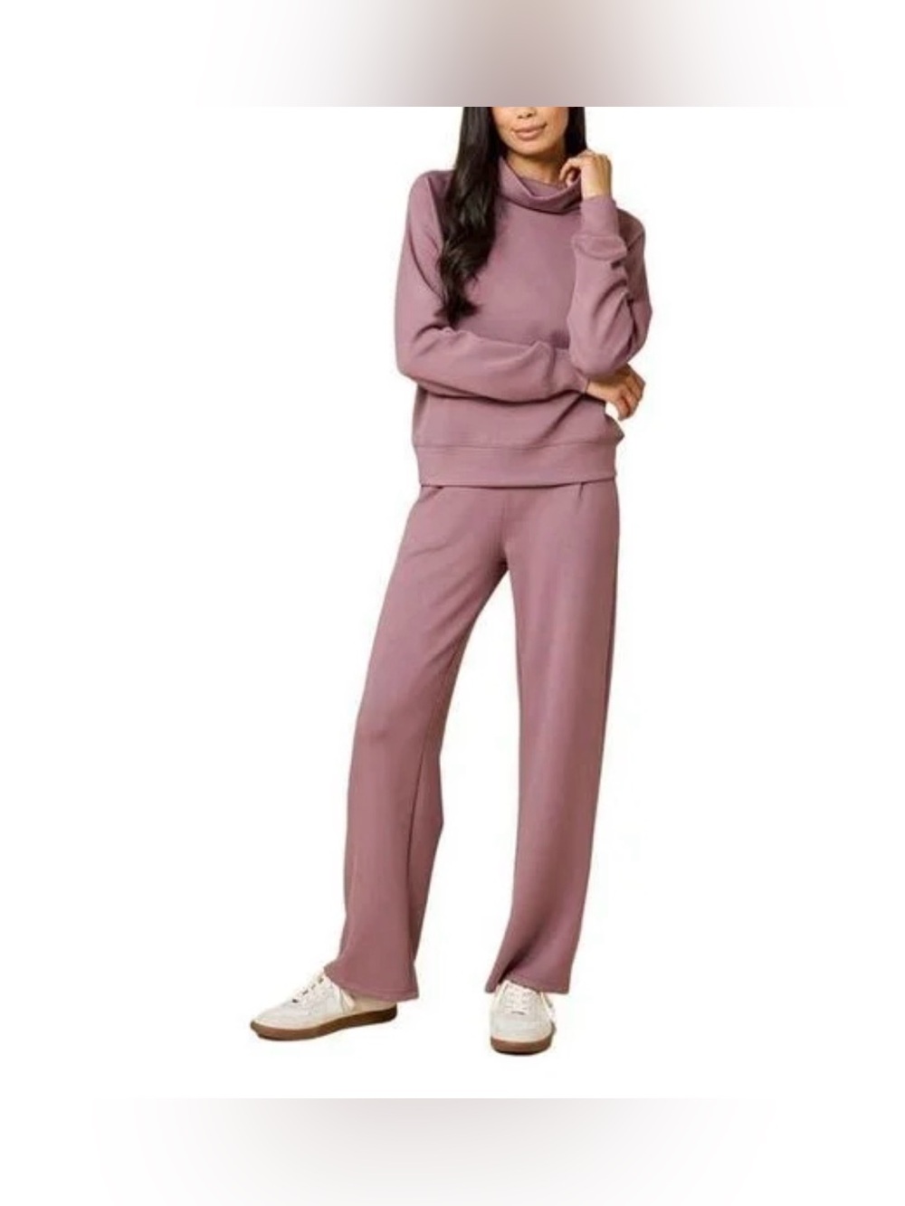 Softies Women's Pink Athleisure Mock Neck And Pleated Pant Set Size XL